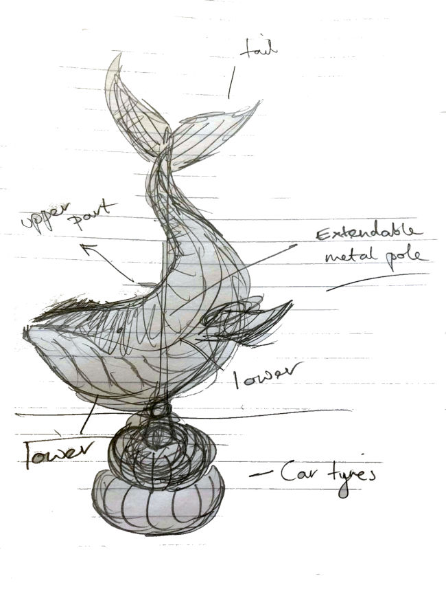 Sketch of the planned Whale sculpture 