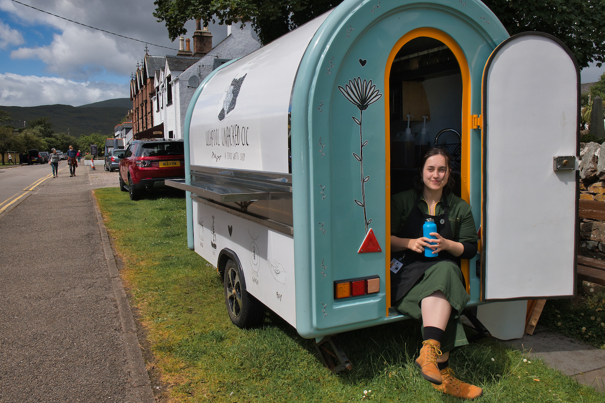 Image of Evie and her Ullapool Unpacked van