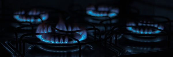 blue gas flame, black background