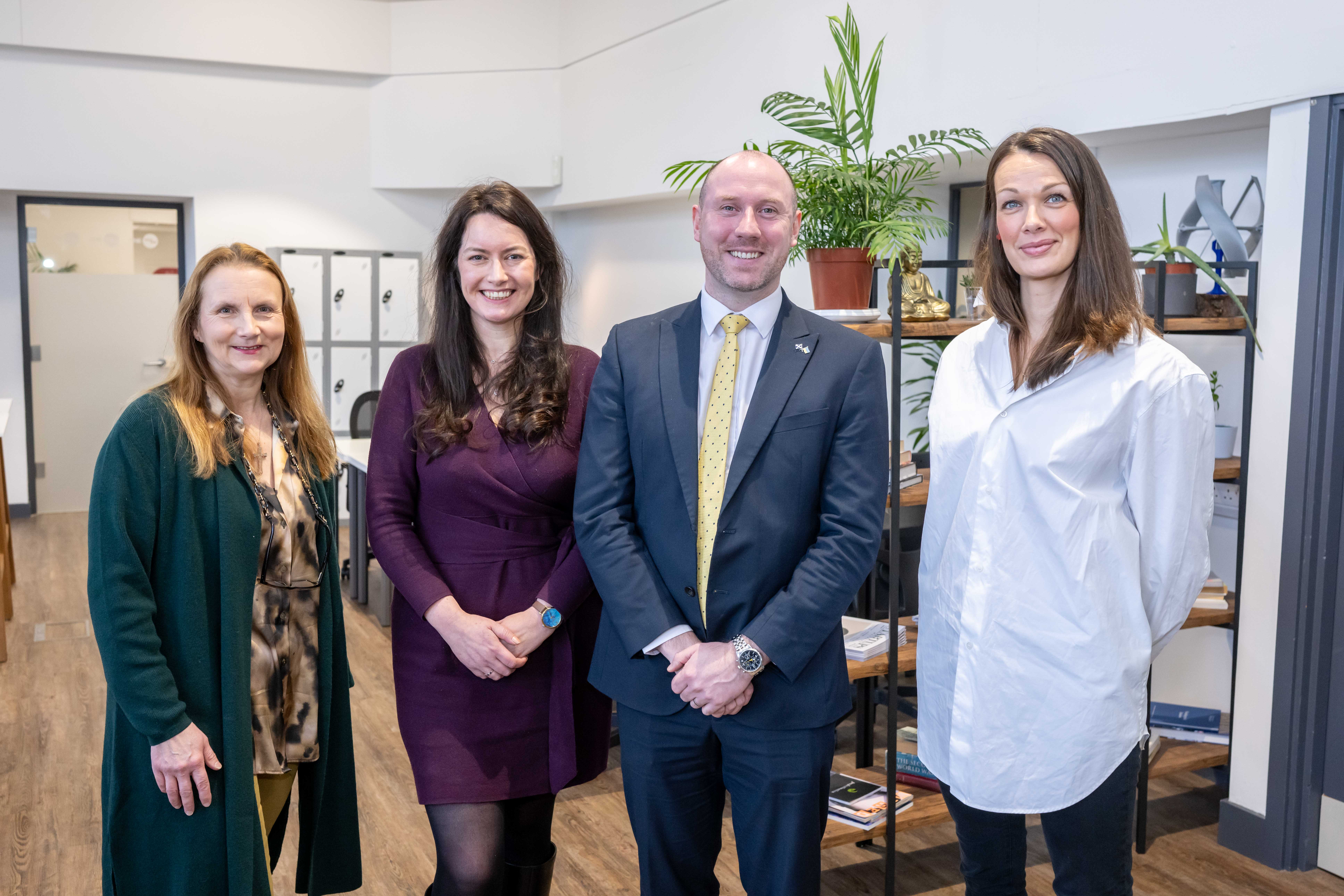 Pamela and Annabel from CyberSafe with Minister Neil Gray and Firstport CEO Gael Drummond.