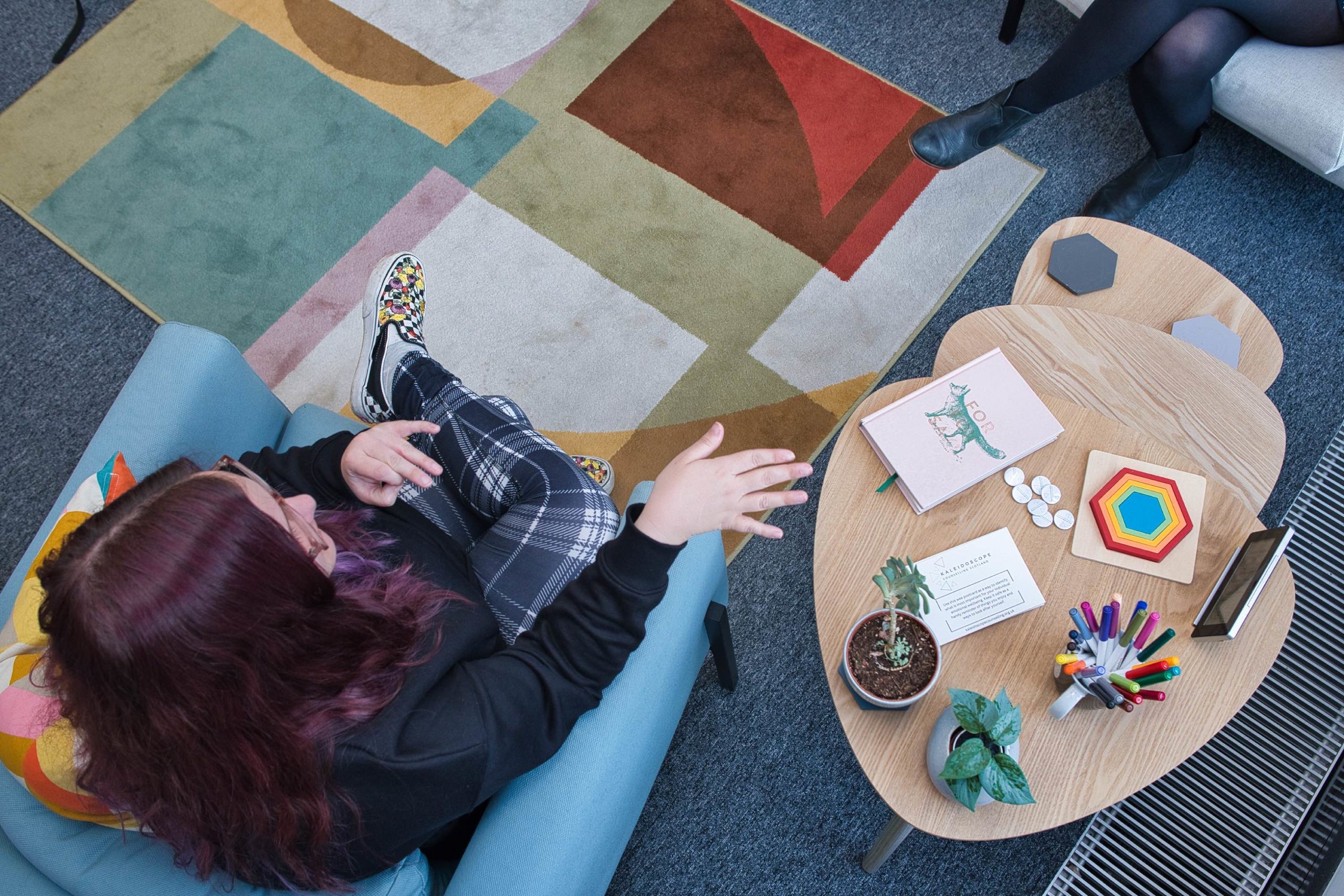 Image from above of someone at Kaleidoscope Counselling