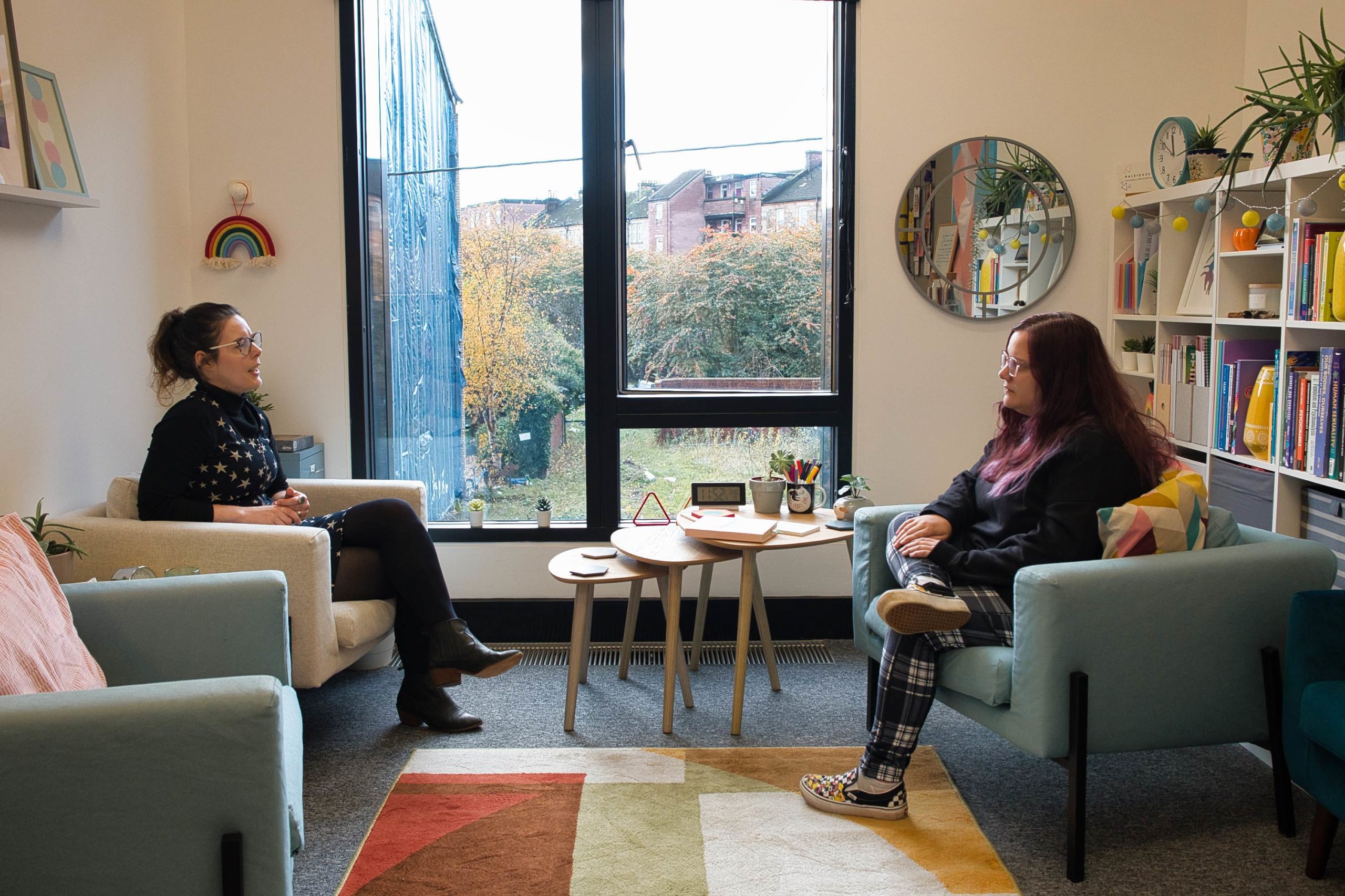 Image of two people talking at Kaleidoscope Counselling