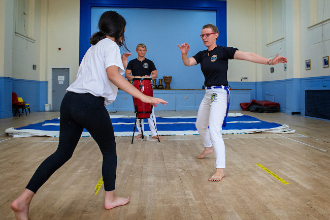 Image of Kasia from Axé Boom Boom CIC teaching Capoeira
