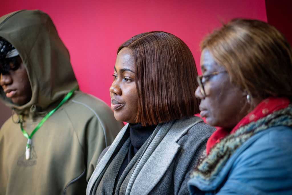 Attendees at Antony's workshop watching him teach them about barista skills
